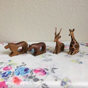 African animals napkin holders vintage wooden